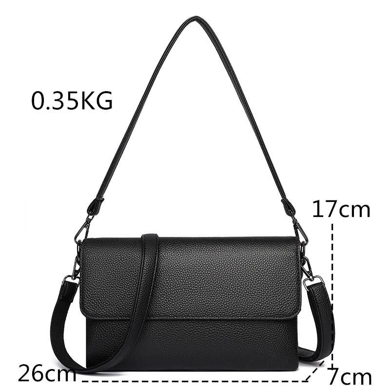 00% Genuine Leather Handbag Luxury Fashion Women Shoulder Messenger Bag Solid Color Cowhide Sac Fashion Female Crossbody Tote