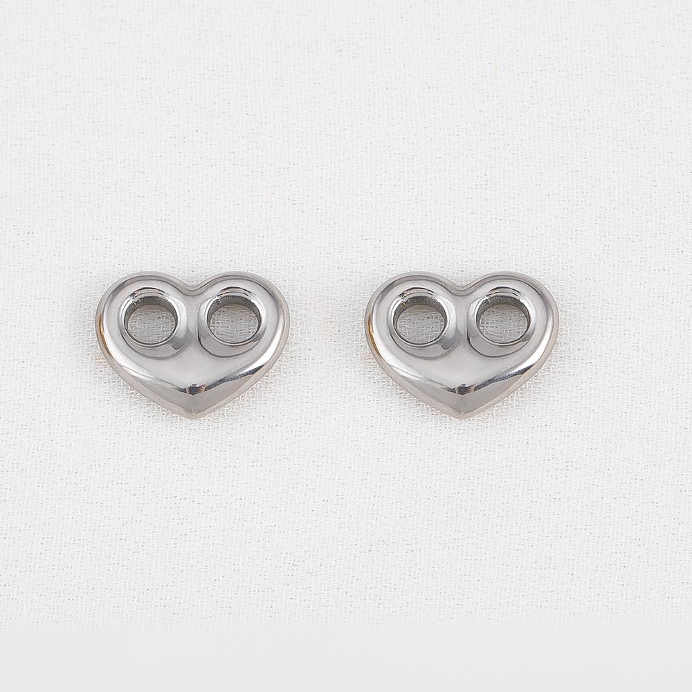5pcs Stainless Steel Double Hole Love Heart Charms Gold Plated Hearts Pendant for DIY Jewelry Findings Necklace Earring Supplies