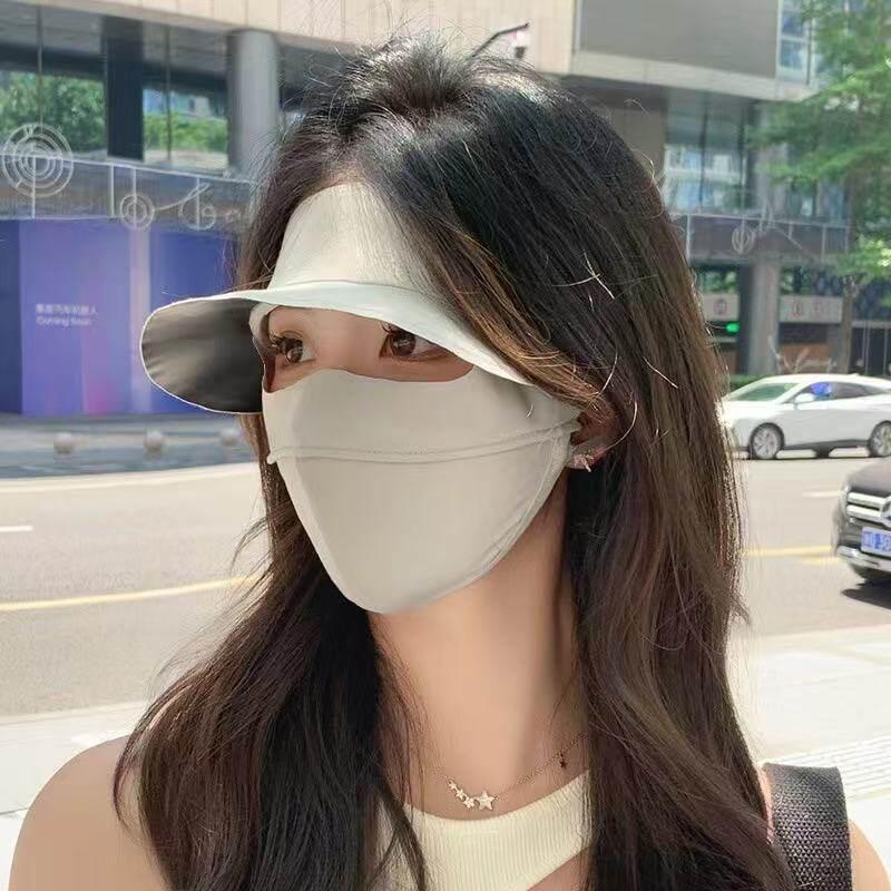Summer Three-In-One Sunscreen Mask Detachable Full-Face Cycling Cap For Women