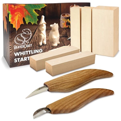 BeaverCraft, Wood Carving Kit S16 - Whittling Wood Knife Kit - Whittling Kit for Beginners - Wood Block Blank Whittling Knife Kit