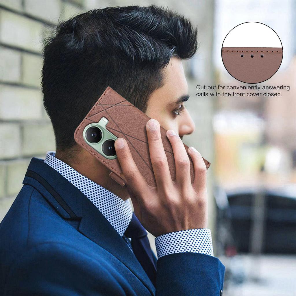 For Xiaomi Redmi Turbo 4 5G/Xiaomi Poco X7 Pro 5G Case BINFEN COLOR BF35 Geometry Imprinted Leather Phone Cover RFID Blocking Wallet Stand