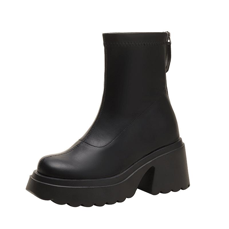 Thick-soled Boots Small Martin Boots Women's Versatile New Autumn and Winter Shoes Inner Height-increasing Velvet Short Boots Skinny Boots