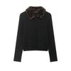 Women's Autumn Fur Collar Patchwork Knitwear – European & American Style