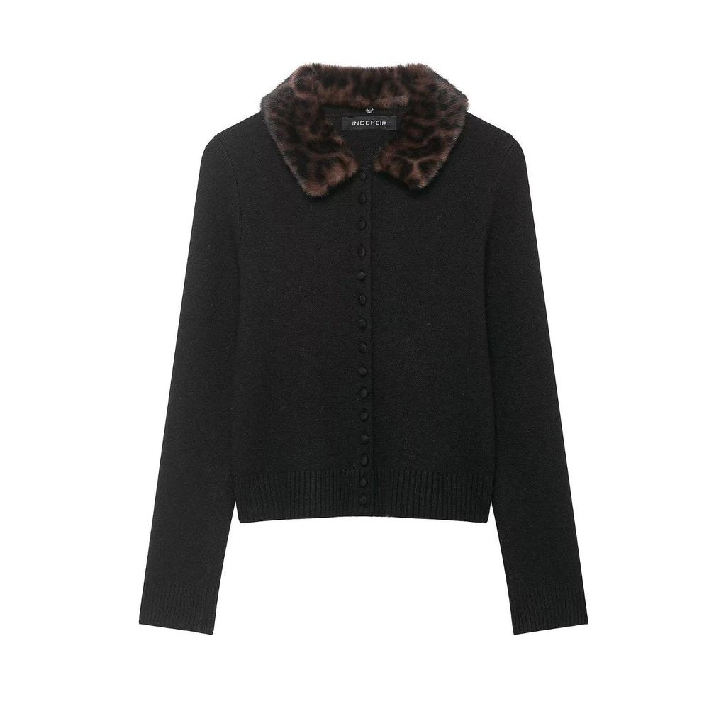 Women's Autumn Fur Collar Patchwork Knitwear – European & American Style