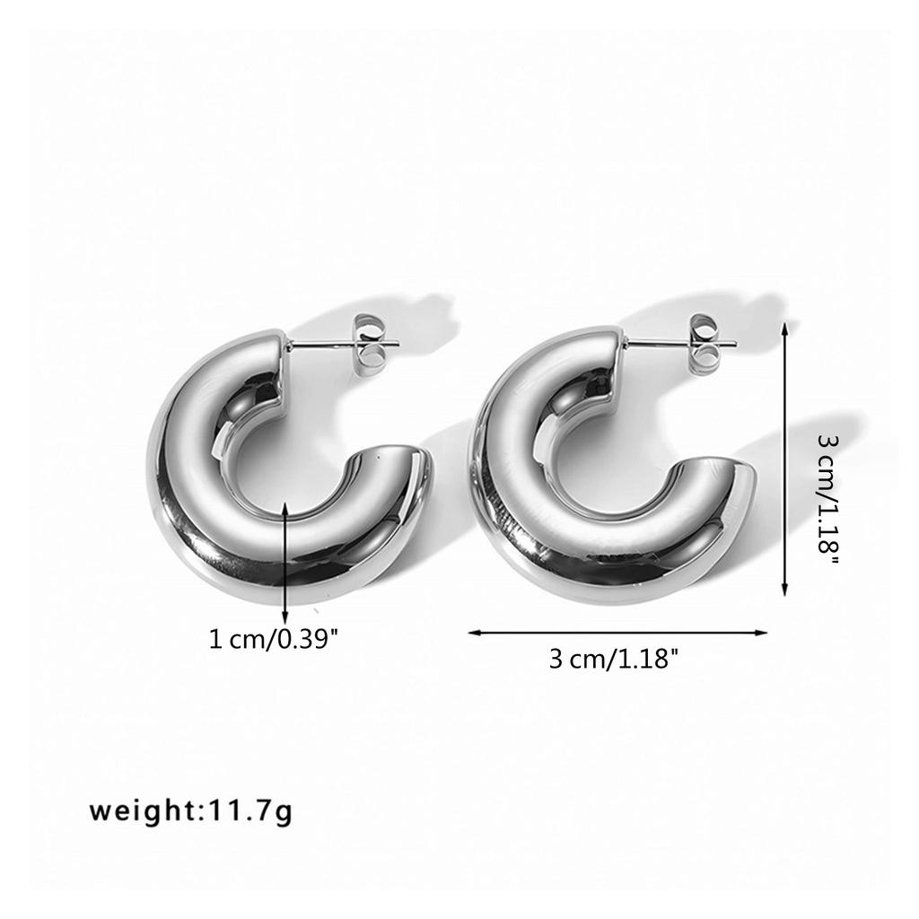 C Shaped Hoop Earrings for Women Gold Silver Color Round Circle Ear Studs Hypoallergenic Trendy Jewelry Gifts for Women