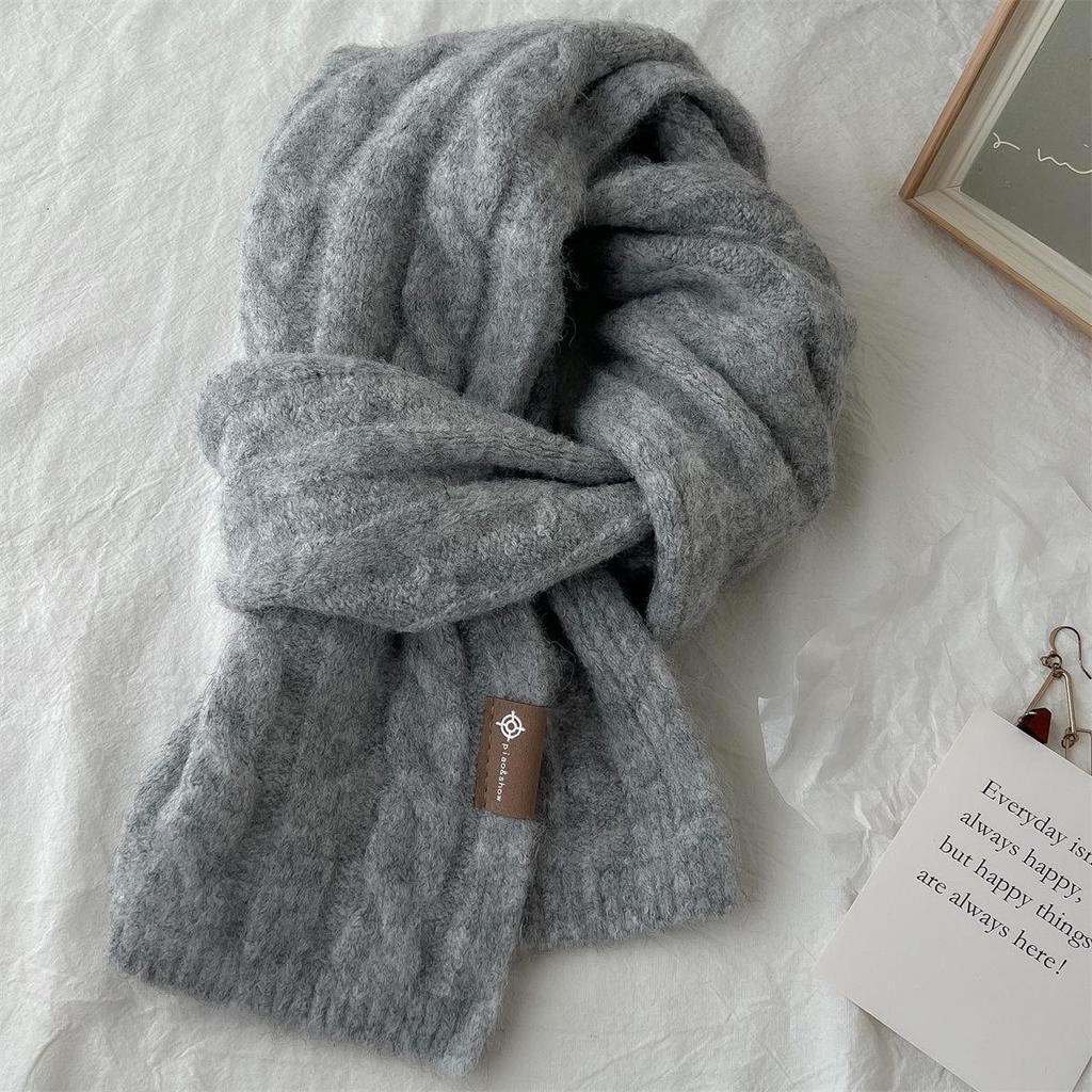 Korean Retro Pattern Wool Blend Scarf - Warm, All-Match, Unisex Winter Neckwear