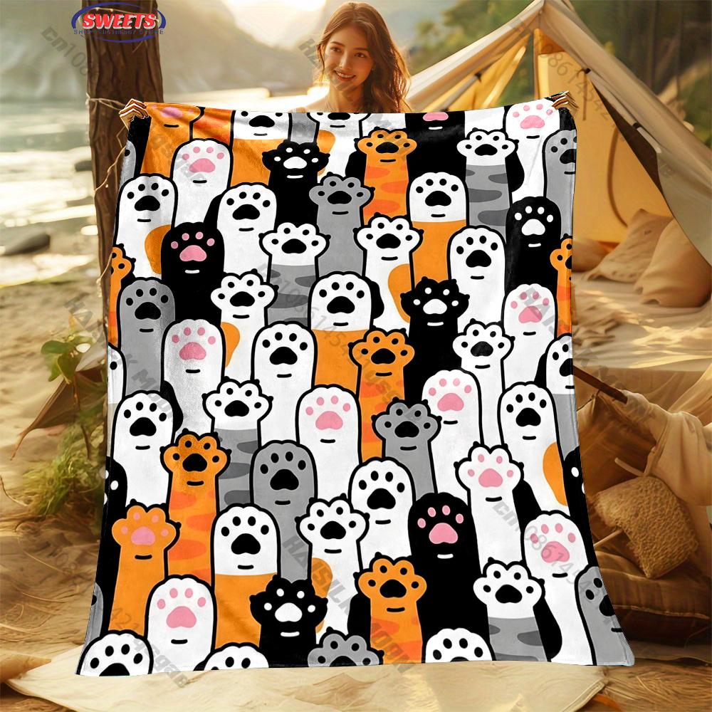 3D Cat Paw Theme Print Blanket for Boys Girls Adults,Soft Cozy Blanket for Home Bed Sofa, Xmas Holiday Birthday Gifts for Family