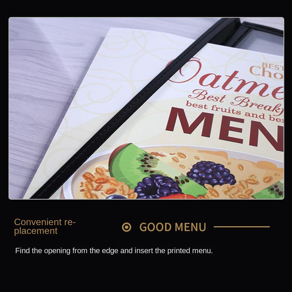 Opvouwbare A4 Menukaarthouder Metalen Hoeken Menu's Prijsdisplay Boek Shell Documentenmap Keuken