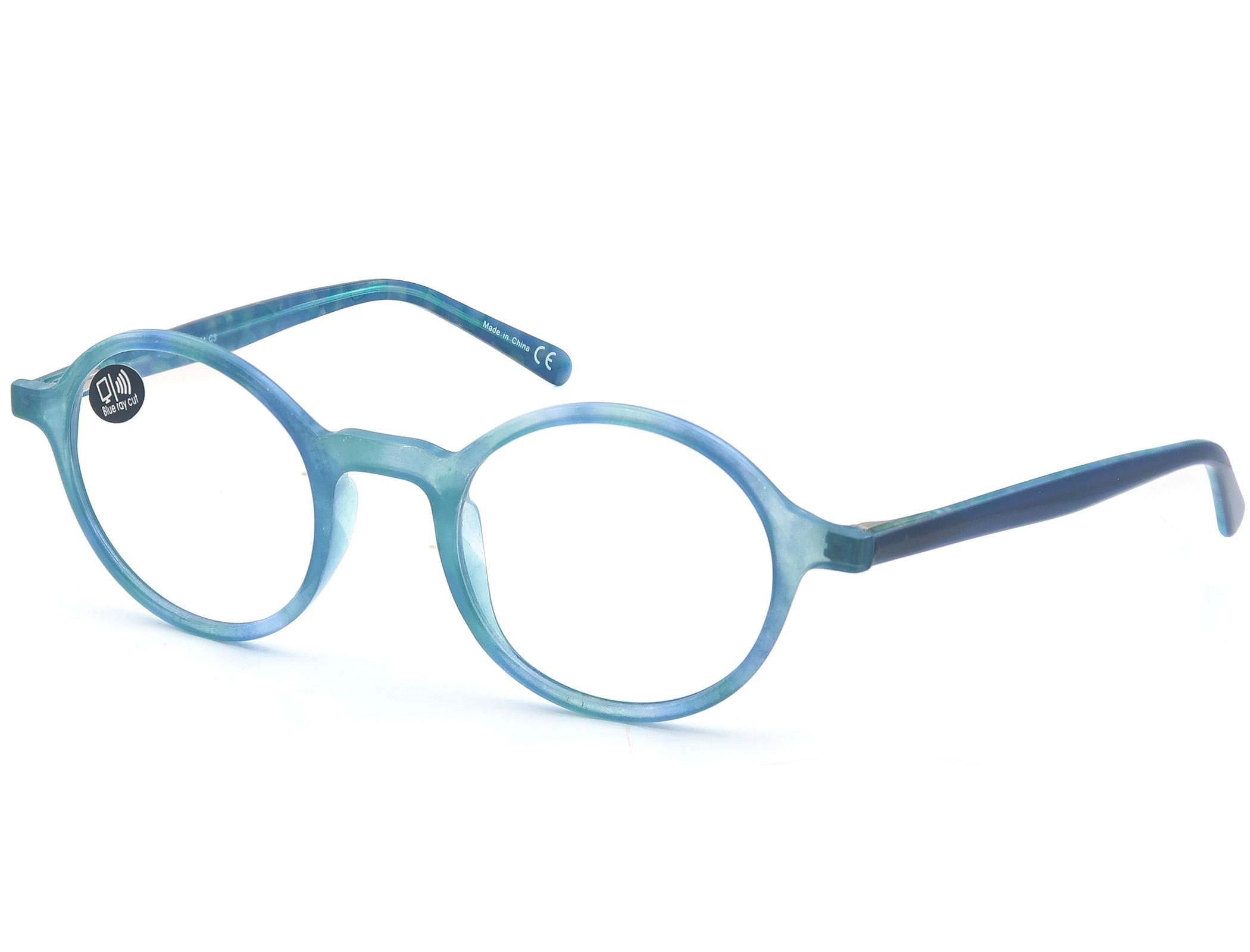 Acetate Anti Blue Light Blocking Glasses Women Round Ultrathin Acetate Frame with Flexible Spring Hinge Non Prescription