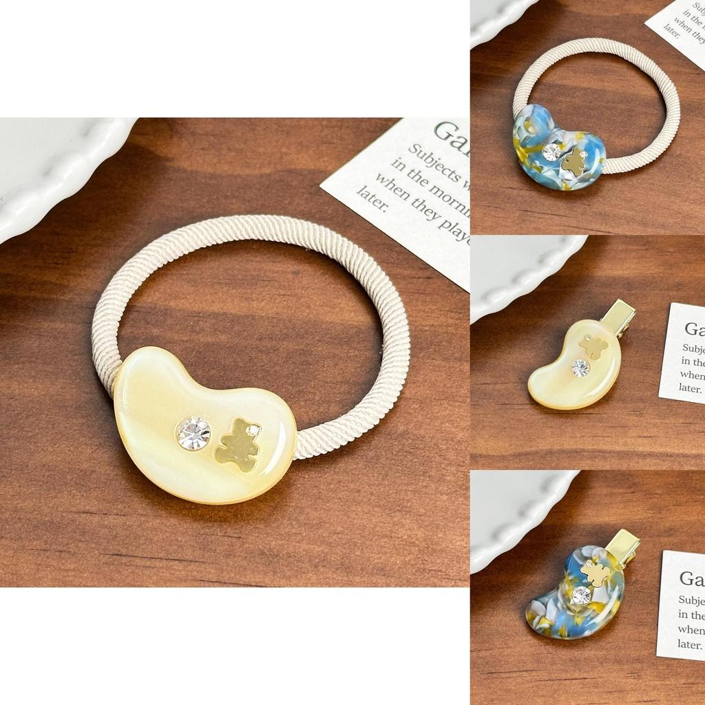 Trendy Acetate Hair Accessories Featuring Rhinestone Bear Clips For Young Women