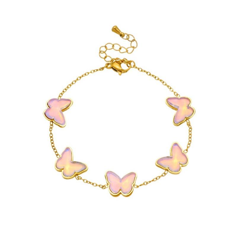 Gold Butterfly Shell Pendant Bracelet For Women Dainty Jewelry