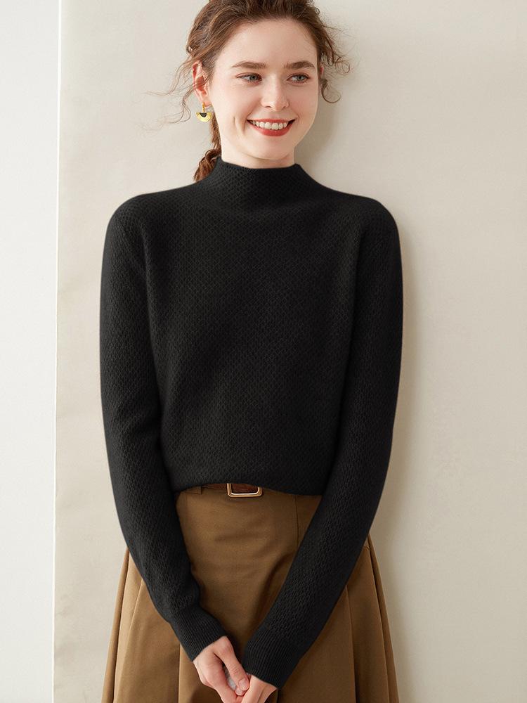 Women's Cashmere High-Neck Sweater: Warm, Comfortable, Loose Fit Knitwear for Autumn and Winter