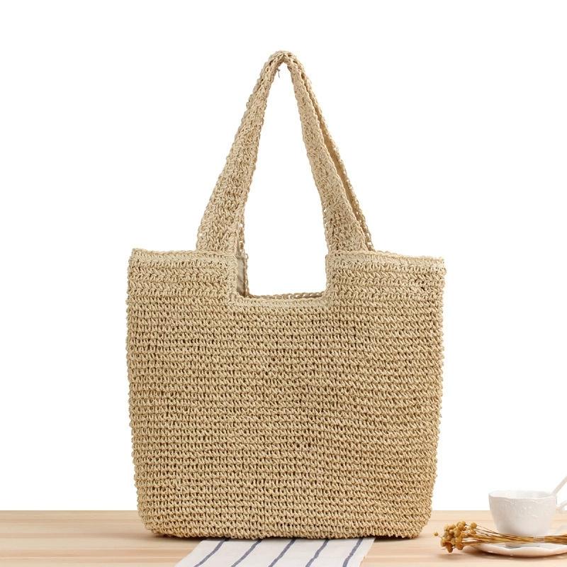 French Summer Woven Beach Handbag Shoulder Bag, Braided Style Single Tote Bag, Leisure Armpit Bag, Large Shopping Bag for Women