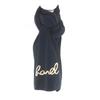 Great CHANEL Scarf Embroidered Handwritten Logo Sequin Knit Black Cashmere 22A Used