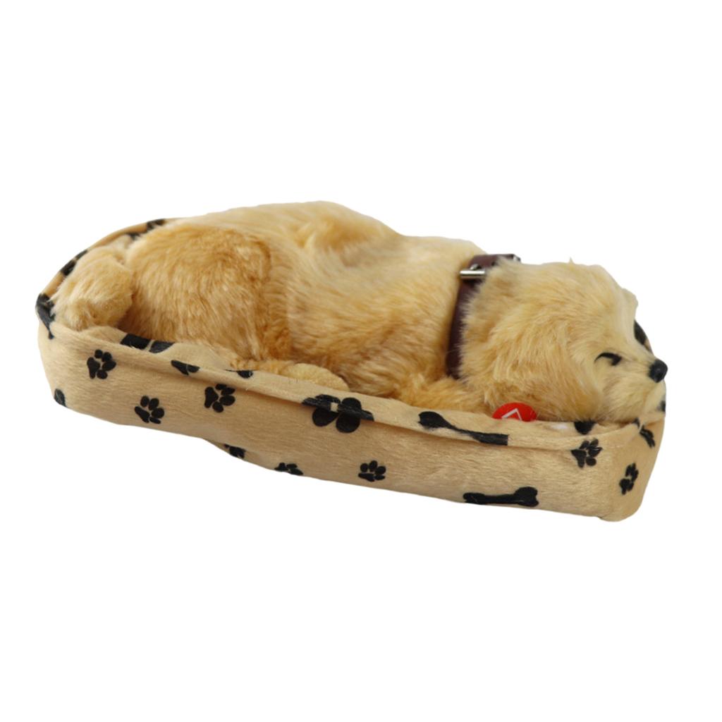 Realistic Sleeping Plush Breathing Dog Toy with Mat Stuffed Animals Toy Interactive Pet Toy Puppy Dolls for Kids Adults