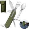 7 in 1 Multifunktionales Outdoor-Geschirr Edelstahl Faltbare Gabel Löffel Messer Picknick Camping Wandern Reisen Essgeschirr