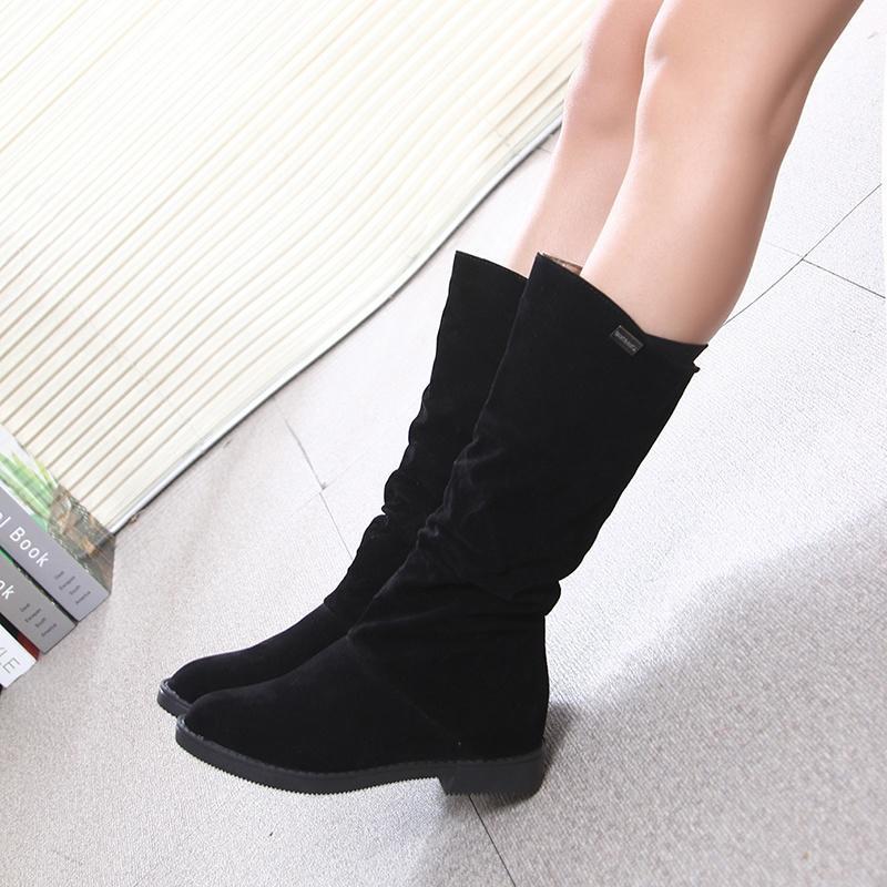 Botas altas de nobuck de mujer, con suela plana, en 3 colores comprar a  buen precio — entrega gratuita, reseñas reales con fotos — Joom