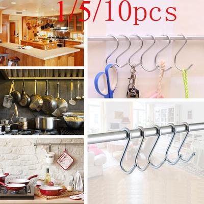 1/5/10Pcs Bathroom Holder Home Kitchen Storage Rack Hanger Hook S Shaped Clasps Hooks