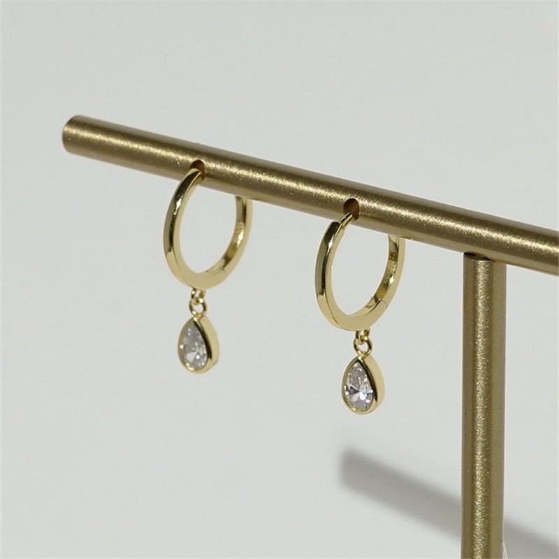 

925 Sterling Silver Solitaire Zircon Drop Korean Earrings for Womern Temperament Sweet Jewelry Gold
