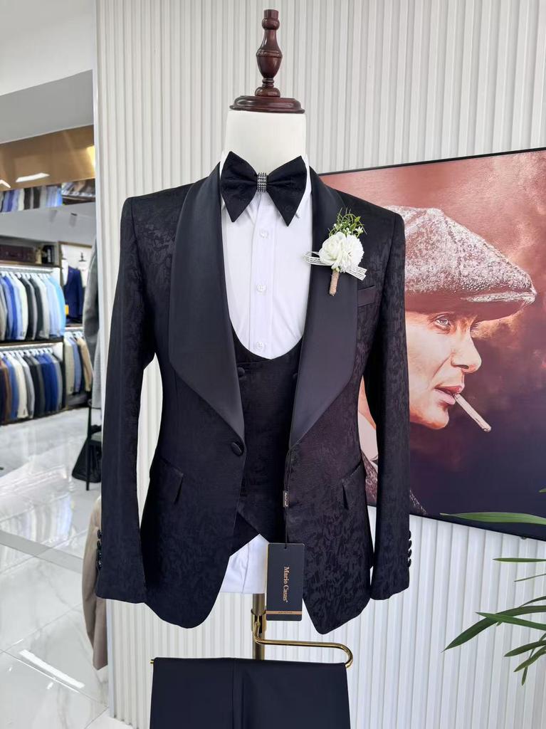 2026 Men's Plaid Western-Style Suit 3-Piece Set: Wedding & Casual Attire
