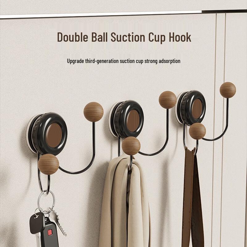 Fumade No-Drill Double Wood Ball Suction Hook
