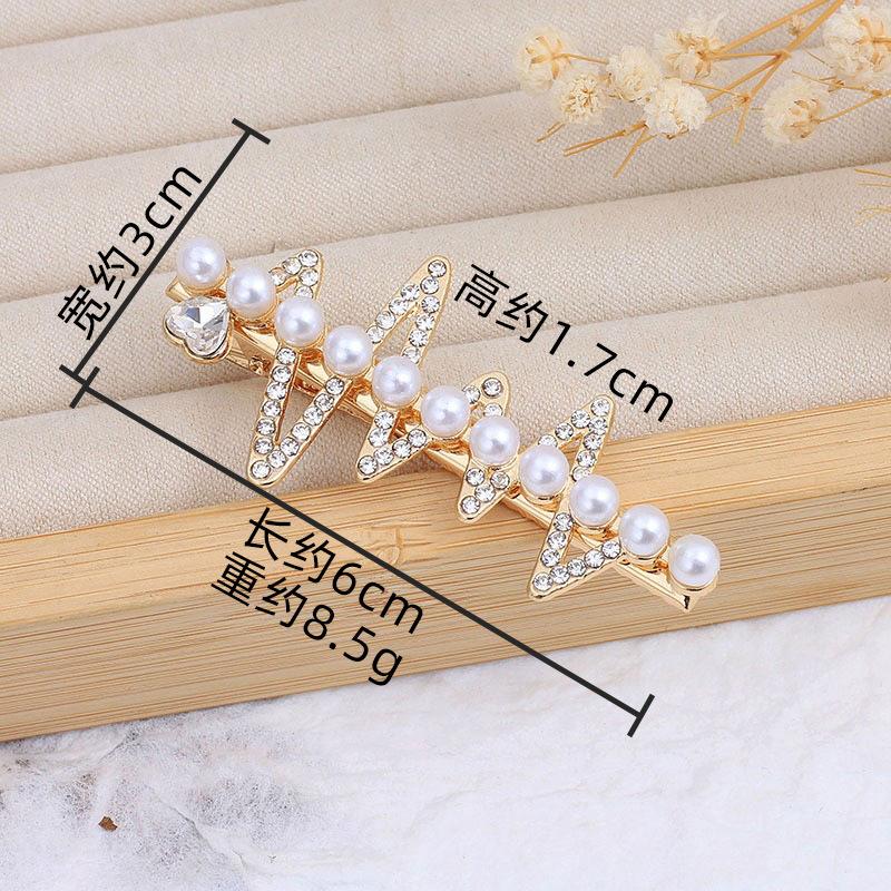 Listed Bow Imitation Pearl Hairpin Female, Broken Hair Edge Clip One Word Hairpin Bangs Side Temperament Hair Accessories