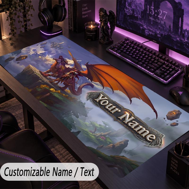 Custom Text Big Mousepad, Extended Desk Pad For Laptop Work GameWorld of Warcraft