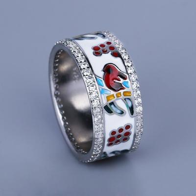 Anello creativo per anello da donna a forma di uccello Anello di moda con smalto multicolore Anello per animali Anello per coppia Anello di fidanzamento