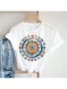 New Top Printed Flower Pattern T-Shirt For Casual Summer Wounisex's Printed Round Neck White Short Sleeve Regular Fashion T-Shirt