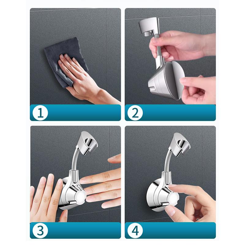 Suction Cup Shower Holder Adjustable Shower Head Holder Nozzle Handheld Holder Punch-Free Multi Angle Rotation Shower Bracket
