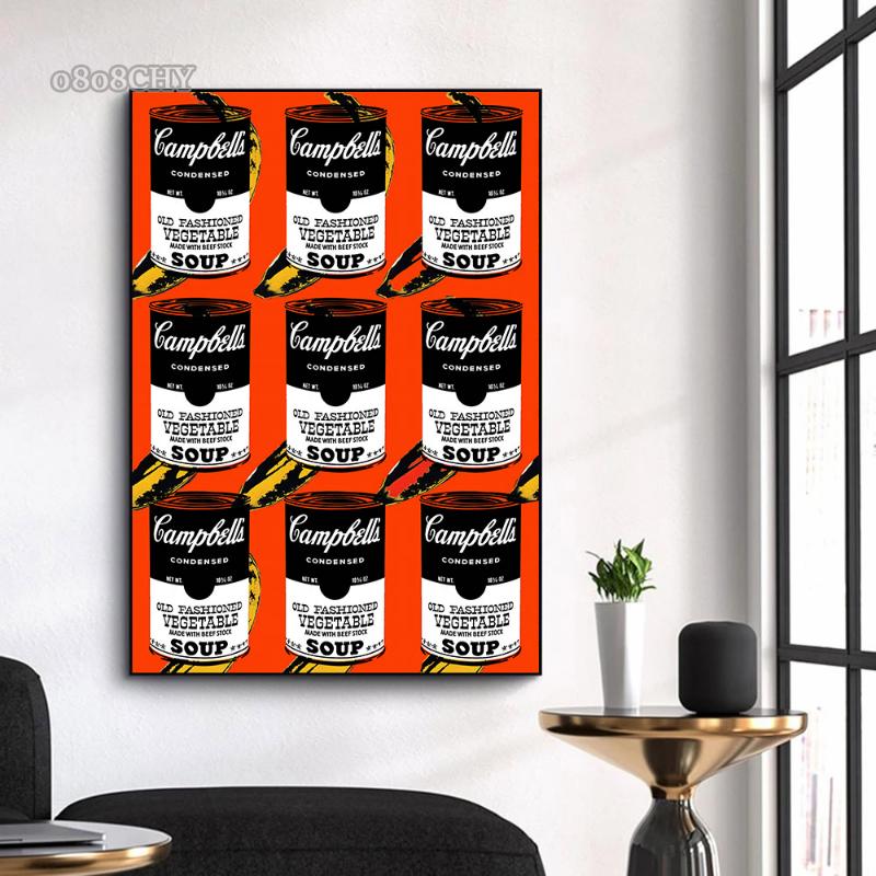 Campbell's Soup Pop Graffiti Art Canvas Painting Posters and Prints Street Pop Wall Art Pictures for Living Room Decor No Frame