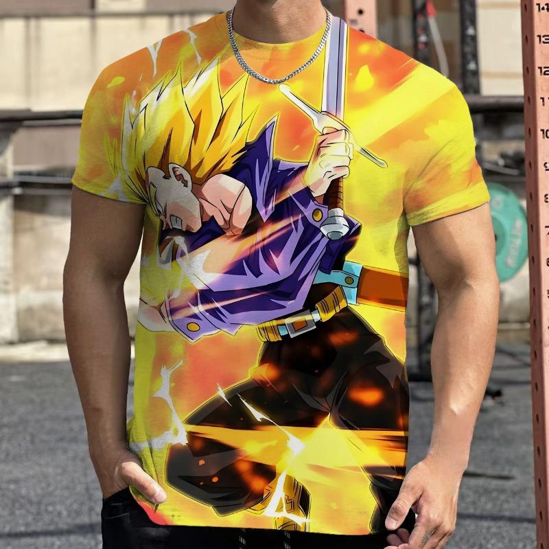 2026 Summer Dragon Ball Retro Fitness T-shirt Men's Oversized 3D Printed Short-sleeved Family Unisex Children's Sports Shirt