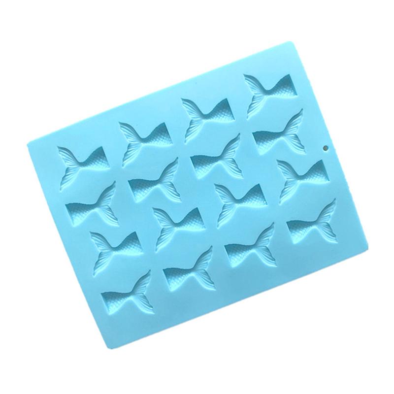 

Синяя силиконовая форма для шоколада в форме рыбьего хвоста, 16 шт., для самостоятельного украшения кексов помадкой, инструменты для выпечки, формы для мыла ручной работы, инструменты для выпечки