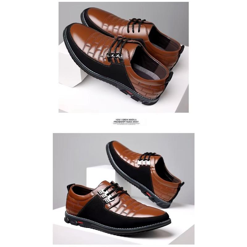 Zapatos Casuales de Hombre de Punta Redonda, Zapatos Casuales de Cordones Frontales, Zapatos Casuales de Hombre de Tacón Plano