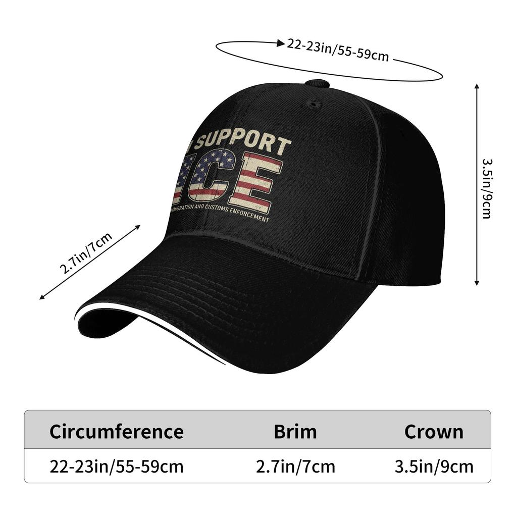 I Support ICE Immigration and Customs Enforcement Baseball Cap Unisex Design Trucker Hat Summer Trendy Fishing Baseball Caps