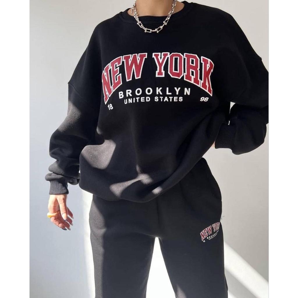 BITCED Women's Casual Fashion Printed Thick Suit Plus Fleece Hoodie Long Sleeve Pants Suit