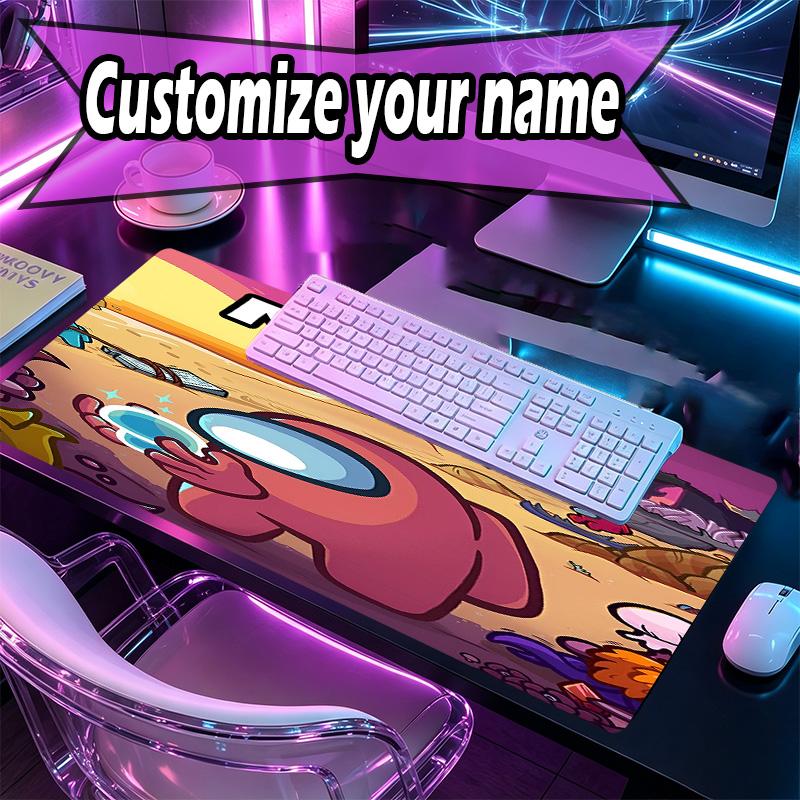 Custom Name Personalized Among Us Pattern Mousepad, Laptop PC Desk Mat, Decorative Desk Mat for Home Keyboard Pad Gift