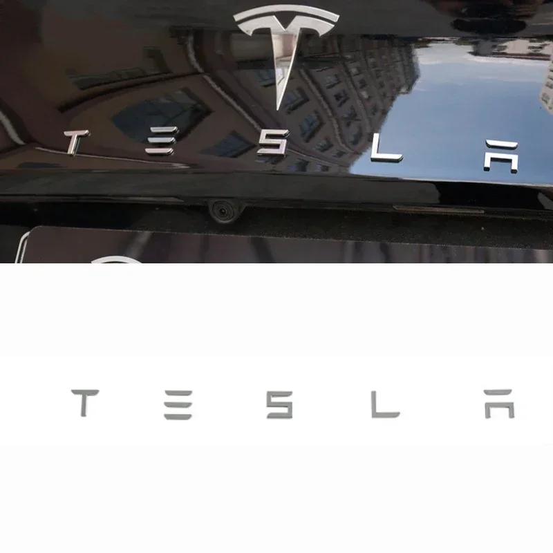 Ymbfz0 ABS Car Front Hood Rear Trunk Emblem Sticker Decoration for Tesla Model 3 Model S X Y Roadster Auto Exterior Decal Accessories