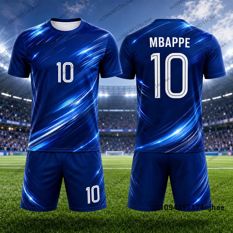 2026 Çocuk Eşofman Takımı Mbappe #10 Baskılı Tişört+Şort Setleri Futbol Forması Fransa Taraftar Kıyafeti Spor Çocuk/Yetişkin Kıyafetleri