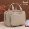 Luxury Large-Capacity Travel Cosmetic Bag with Partitioned Storage and Patch Pockets