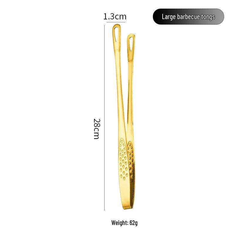 Golden Korean 304 Stainless Steel BBQ & Grilling Tongs - Extended for Steaks and Buffets