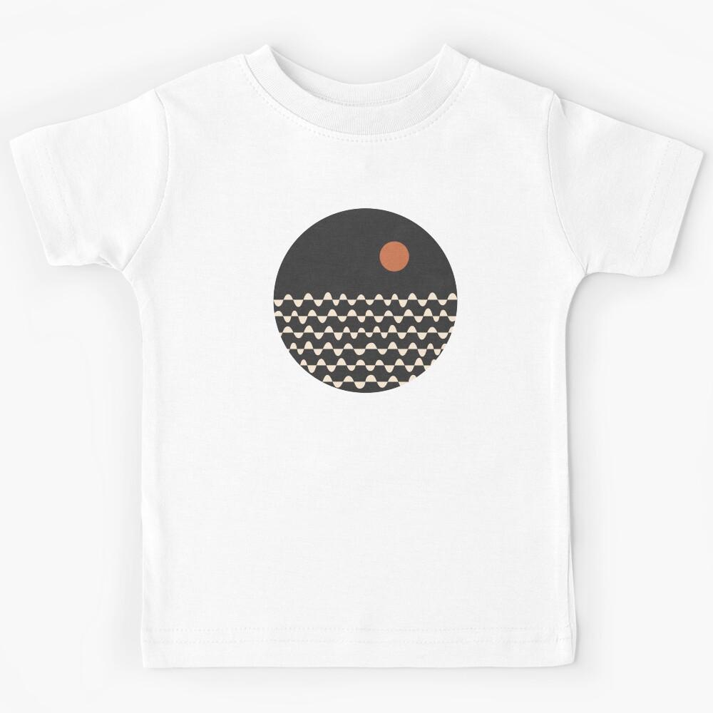 Wavy Pattern Beige on Black Kids T-Shirt 110