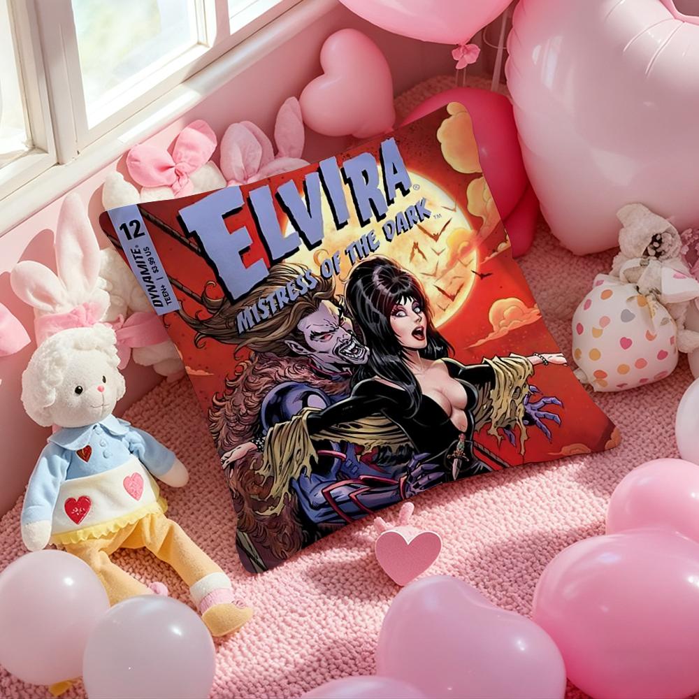 E-ElviraS Mistress of the Dark Cushion Cover Pattern Printed Pillowcase for Living Room Sofa Cushion Cover & Bedroom Decor