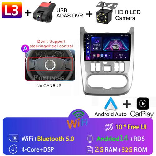 Android 13 2 din Radio Car Multimedia autoradio Pentru Renault Logan 1 Sandero 2009-2015 Dacia Duster Carplay 4G GPS 2din fără DVD