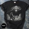 Retro Cowboy UFO Graphic Tee, Western Alien T-Shirt