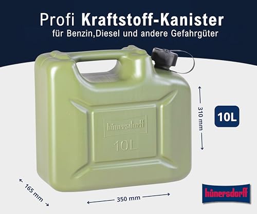 Hunersdorf 801000 Fuel Can Profi 10L Olive Poly Tank Water Tank