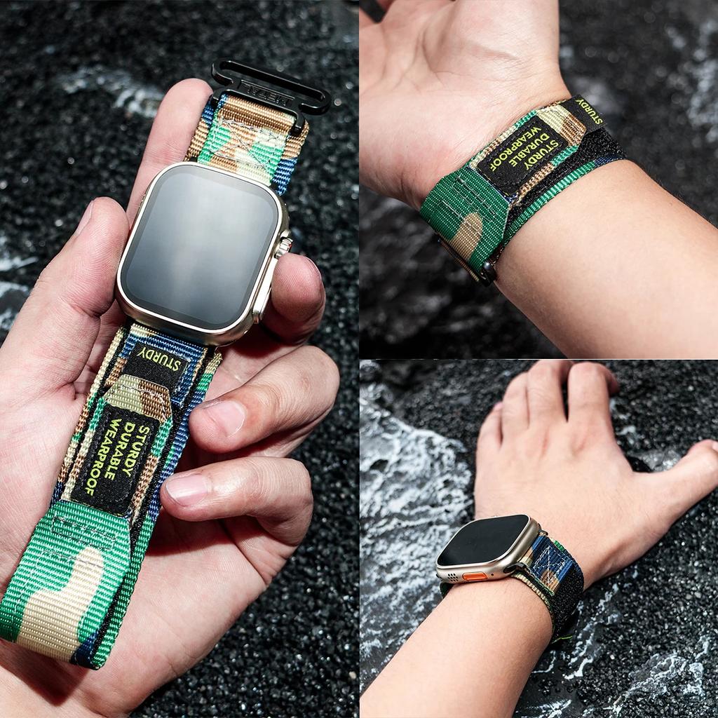 Sports Nylon Strap for Apple Watch Band Ultra 2 49mm 46mm 42mm 45mm 44mm 41mm 40mm Bracelet for Iwatch Series 10 9 8 7 6 SE 5 4
