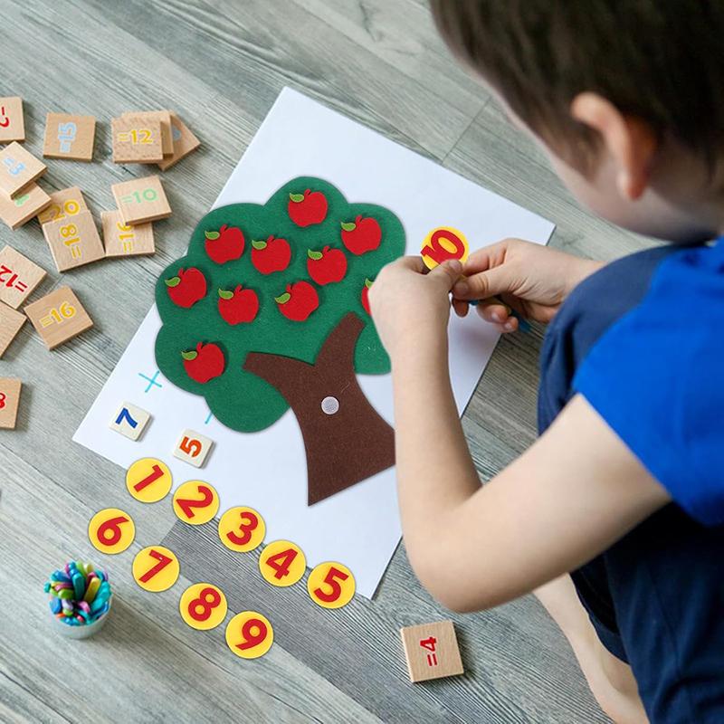 Fruit Tree Felt Children Jigsaw Puzzle Non-woven Early Childhood Intellectual Education Baby Toys Digital Montessori Toys TMZ