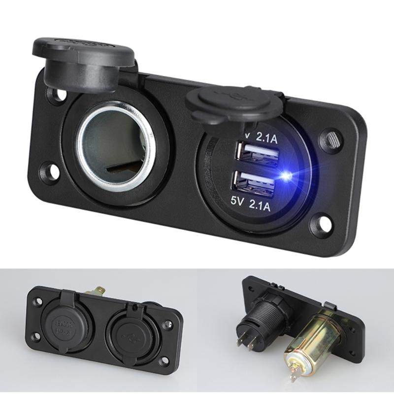 Power Adapter Outlet Accessories 12-24V Car Charger Socket Splitter Double USB Charging For Car Motorcycle