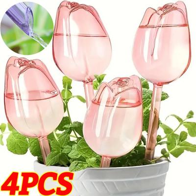 4pcs Plastic Tulip Bird Shaped Self Watering Globes Plants Automatic Drip Irrigation Seepage Device for Home Gardening